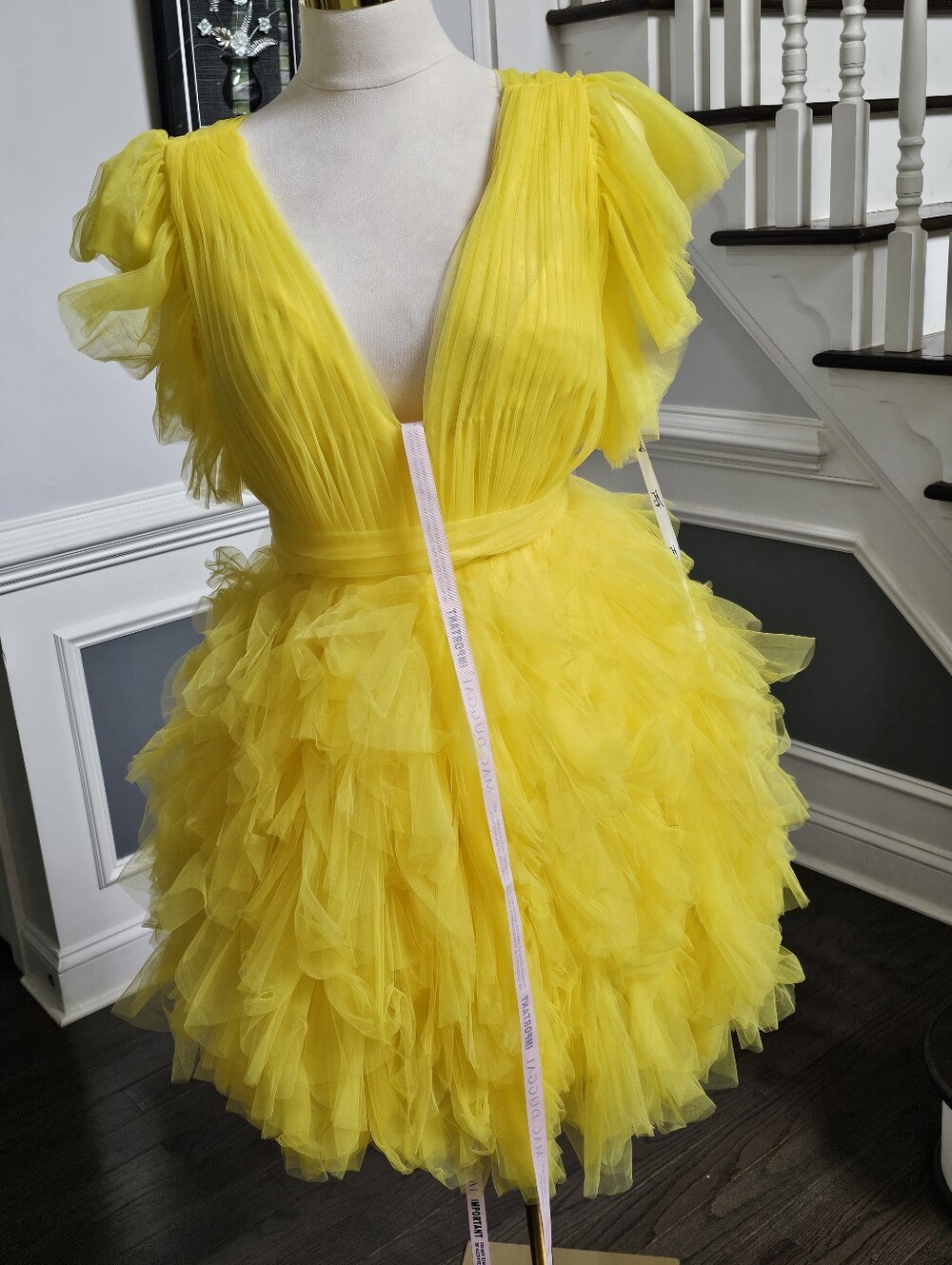 Mac Duggal Yellow Tulle Dress - Picture 10 of 11
